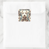 Retro Bedlington Terrier Illustration Quadratischer Aufkleber (Tasche)