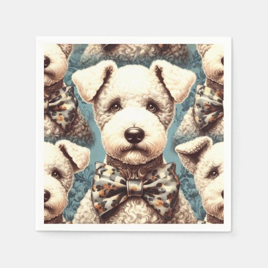 Retro Bedlington Terrier Illustration Serviette (Vorderseite)