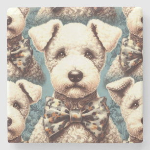 Retro Bedlington Terrier Illustration Steinuntersetzer
