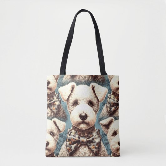 Retro Bedlington Terrier Illustration Tasche (Vorderseite)