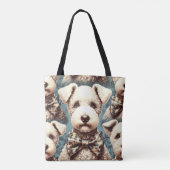 Retro Bedlington Terrier Illustration Tasche (Rückseite)