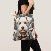 Retro Bedlington Terrier Illustration Tasche (Von Nahem)