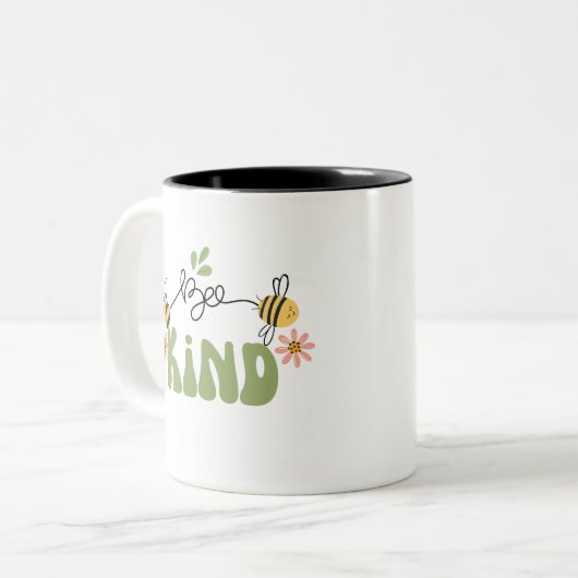 Retro "Bee Kind" Tasse, tolle Geschenke Zweifarbige Tasse (Vorderseite Links)