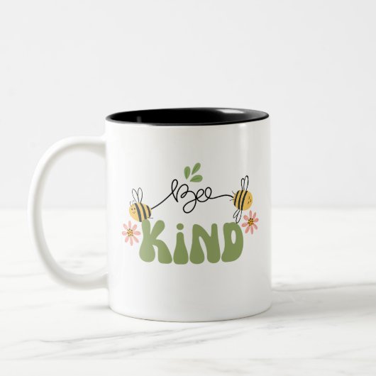 Retro "Bee Kind" Tasse, tolle Geschenke Zweifarbige Tasse (Links)
