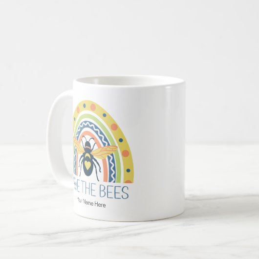 Retro Beekeeper Apiary Bio Honey Bee Rainbow Kaffeetasse (Vorderseite Links)