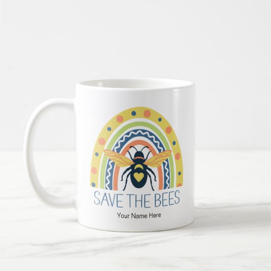 Retro Beekeeper Apiary Bio Honey Bee Rainbow Kaffeetasse (Links)