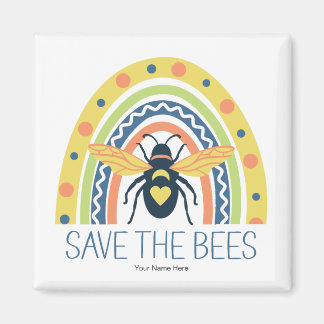 Retro Beekeeper Apiary Bio Honey Bee Rainbow Magnet