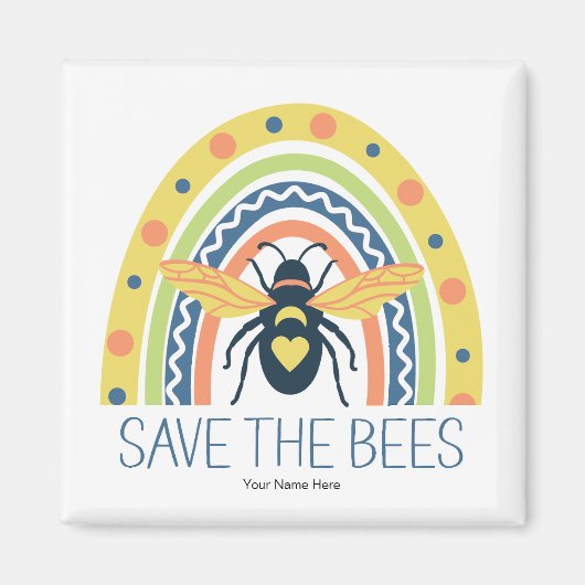 Retro Beekeeper Apiary Bio Honey Bee Rainbow Magnet (Vorne)