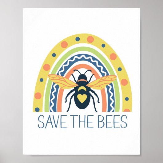 Retro Beekeeper Apiary Bio Honey Bee Rainbow Poster (Vorne)
