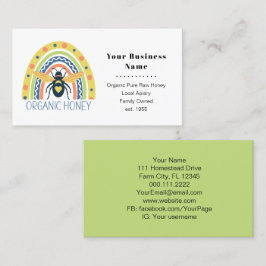 Retro Beekeeper Apiary Bio Honey Bee Rainbow Visitenkarte