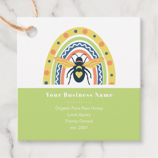 Retro Beekeeper Honey Bee Rainbow Color Block Geschenkanhänger (Vorderseite)
