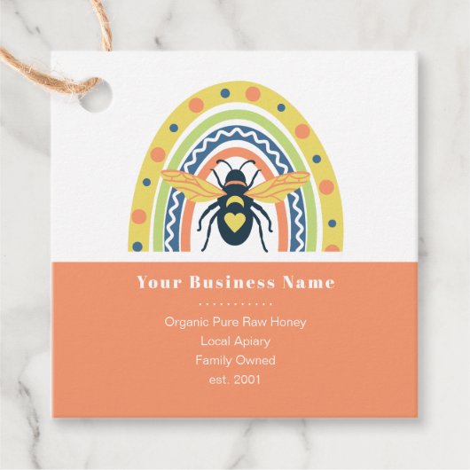 Retro Beekeeper Honey Bee Rainbow Color Block Geschenkanhänger (Vorderseite)