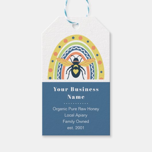 Retro Beekeeper Honey Bee Rainbow Color Block Geschenkanhänger (Vorderseite)