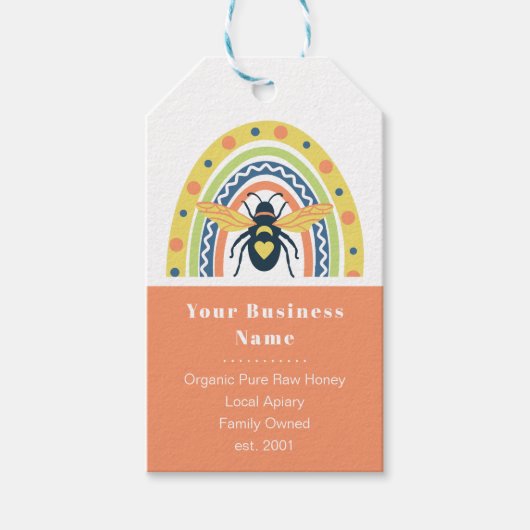 Retro Beekeeper Honey Bee Rainbow Color Block Geschenkanhänger (Vorderseite)