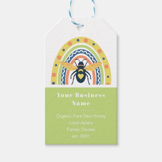 Retro Beekeeper Honey Bee Rainbow Color Block Geschenkanhänger (Vorderseite)