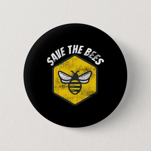 Retro Beekeeper Honeybeeness Gerettet Die Bienen E Button (Vorderseite)