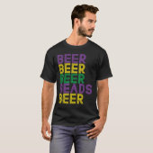 Retro Beer Beads Funny Mardi Gras Party Karneval T-Shirt (Vorne ganz)