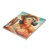 Retro Beer Country Girl Fliese (Seite)