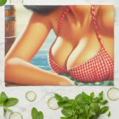 Retro Beer Country Girl Geschirrtuch (Gefaltet)