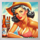 Retro Beer Country Girl Poster (Vorne)