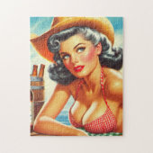 Retro Beer Country Girl Puzzle (Vertikal)