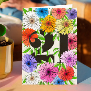 Retro Bege Personalisierte 21. Geburtstagsblumen Karte
