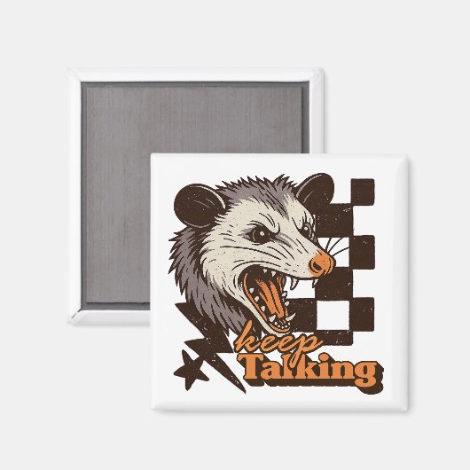 Retro Behalt Talking Feral Possum: Angry Wild Anim Magnet (Vorderseite/Rückseite)