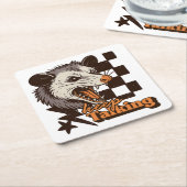Retro Behalt Talking Feral Possum: Angry Wild Anim Rechteckiger Pappuntersetzer (angewinkelt)