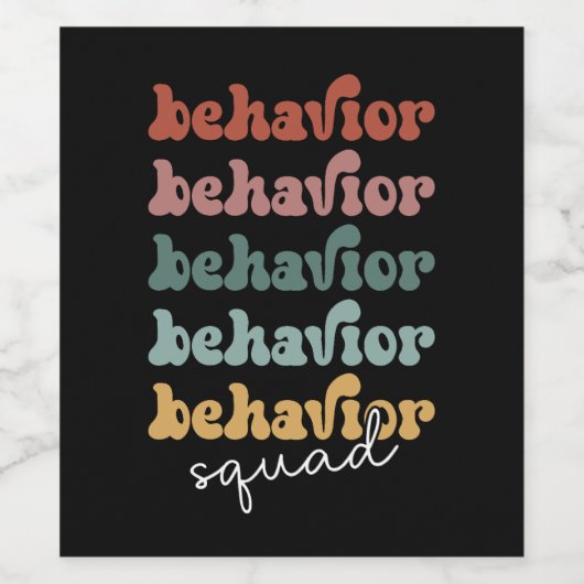 Retro Behavior Squad Behavioral Therapist Weinetikett (Einzelnes Label)