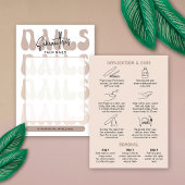 Retro Beige Acrylic Nails Care Guide Display Cards