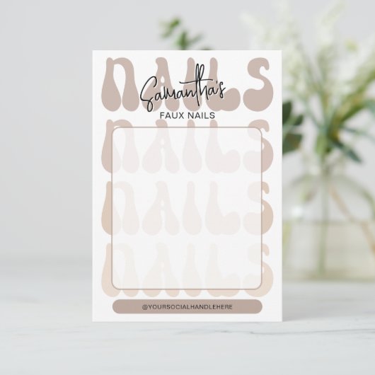 Retro Beige Acrylic Nails Care Guide Display Cards (Stehend Vorderseite)