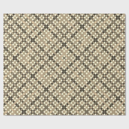 Retro Beige Brown Kariert Geschenkpapier (Flach)