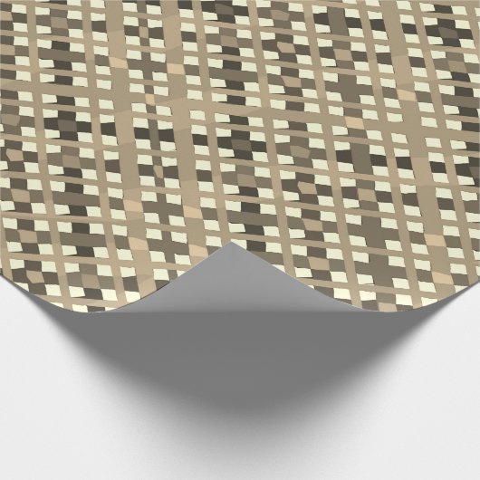 Retro Beige Brown Kariert Geschenkpapier (Ecke)
