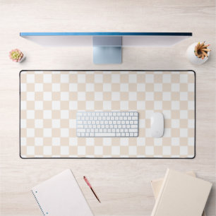 Retro Beige Checkered Desk Mat Schreibtischunterlage