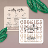 Retro Beige DIY Cookie Decorating Instructions Quadratische Visitenkarte
