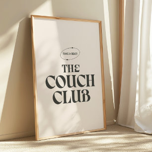 Retro Beige Fette Typografie "Couch Club" Poster