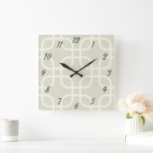 Retro Beige Geometric Quadratische Wanduhr (Zuhause)