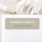 Retro Beige Gray & White Wedding Rücksendeadresse (Insitu)