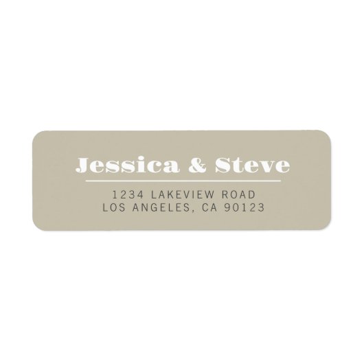 Retro Beige Gray & White Wedding Rücksendeadresse (Vorne)