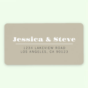 Retro Beige Gray & White Wedding Rücksendeadresse Adressaufkleber