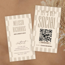 Retro Beige Groovy Social Media scannbarer QR-Code