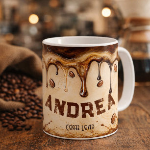 Retro-Beige-Kaffeetropfen-Kunst mit individuellem  Kaffeetasse