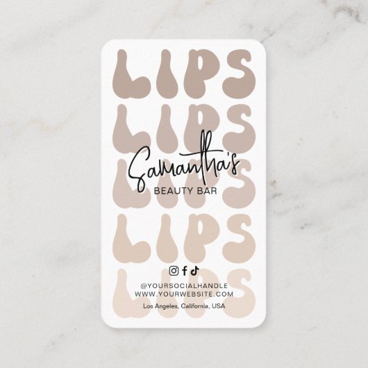 Retro Beige Logo Lip Filler Post Treatment Care Visitenkarte (Rückseite)