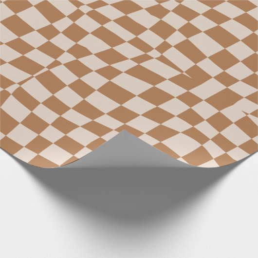 Retro-beige mit Schachbrettmuster Geschenkpapier (Ecke)