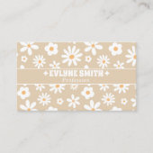 Retro Beige QR-Code Groovy Floral Boho Einzigartig Visitenkarte (Vorderseite)