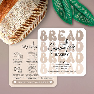 Retro Beige Trendy Sourdough Brot Care Cards Quadratische Visitenkarte
