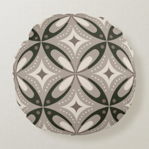 Retro Beige und braune geometrische Formen Rundes Kissen