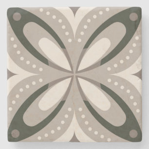 Retro Beige und braune geometrische Formen Steinuntersetzer