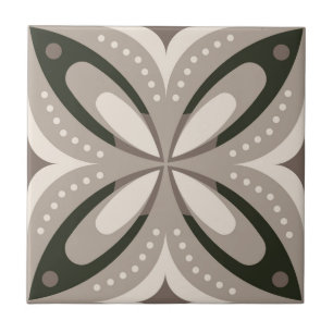 Retro Beige- und Brauntöne geometrische Formen Fliese