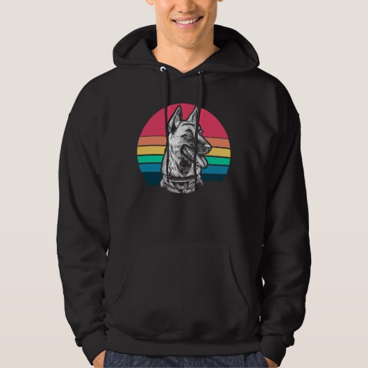 Retro Belgium Malinois Hoodie (Vorderseite)
